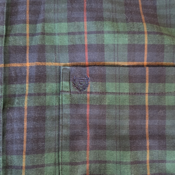 Chaps Men's Button Up Long Sleeve Green Plaid Shirt Size L - Picture 3 of 7